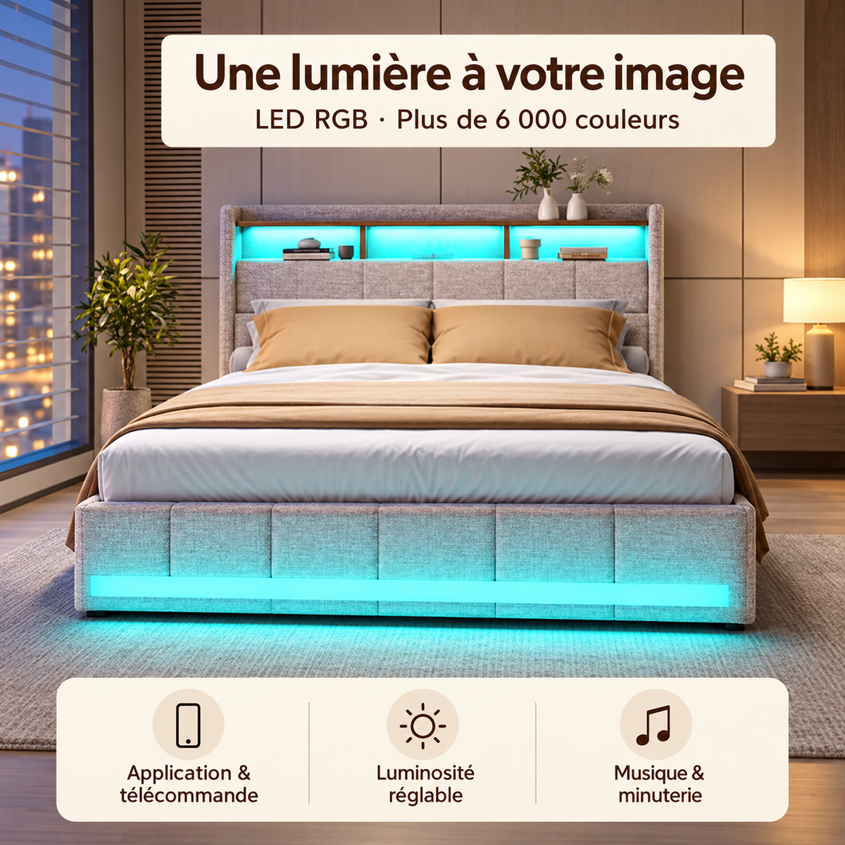 Élio — LED RGB multicolores, application et télécommande