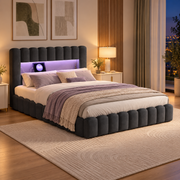Noé — niche de tête de lit éclairée en violet par les LED RGB