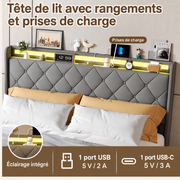 Sacha — emplacement des ports USB et USB-C dans la tablette de la tête de lit